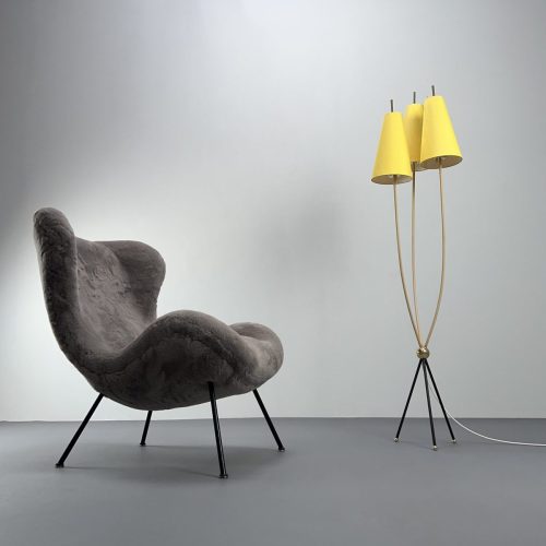 3_flammige_tütenlampe_gelb_seide_neue_schirme_1